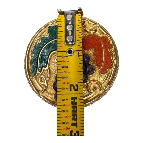 Black Hills Gold RARE Round Trinket Box No 4 Grapes Leaves Inlaid Gemstone Vtg - Picture 7 of 7